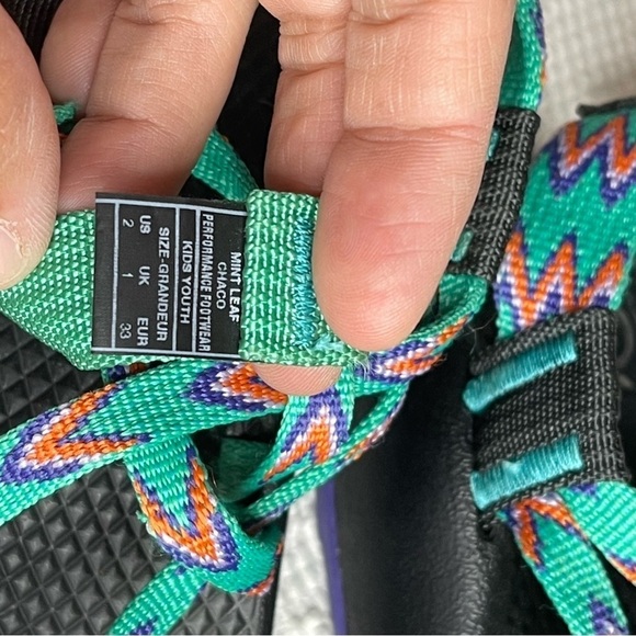 Chaco ZX/1 EcoTread Mint Leaf Green Strappy Sport Sandals J180090 Size 2 - Picture 2 of 5